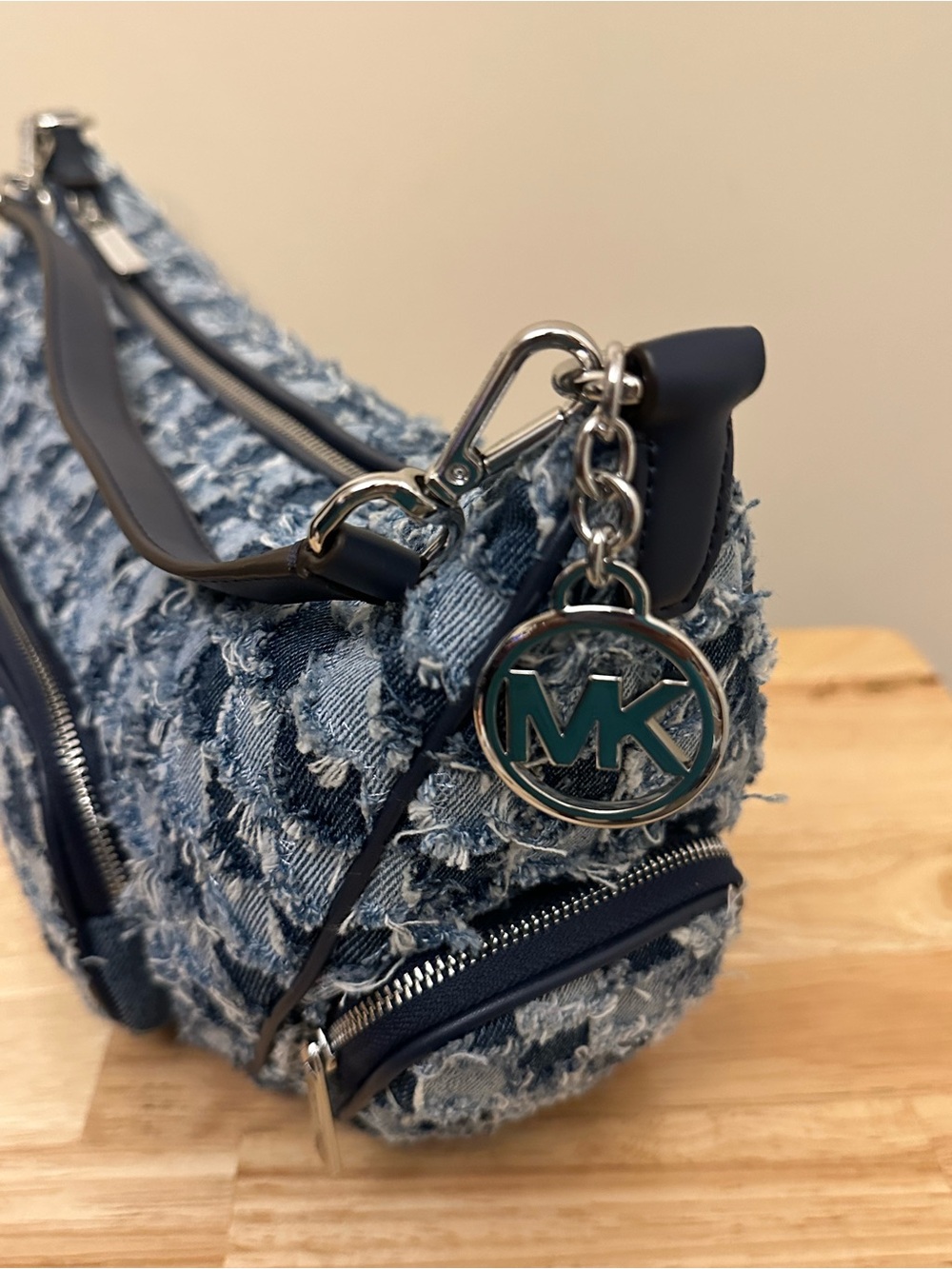 Michael Kors Denim Patchwork Shoulder Bag in Blue and Navy - Picture 10 of 15